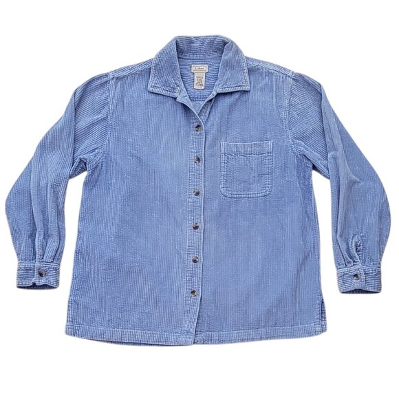 L.L.Bean Comfort Corduroy Shirt Jacket Shacket Cornflower Blue Size Medium - Picture 7 of 12